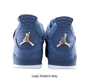 Mid-Top Suede & Mesh Spliced Basketball Shoes (Deep Blue Colorway)