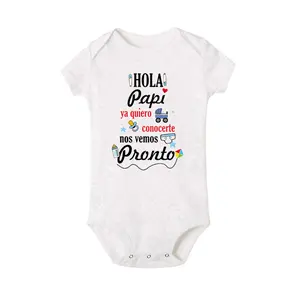 Hello Daddy I Want To Meet You See You Soon Print Baby Bodysuit Pregnancy Announcement Infant Outfit Newborn Short Sleeve Romper