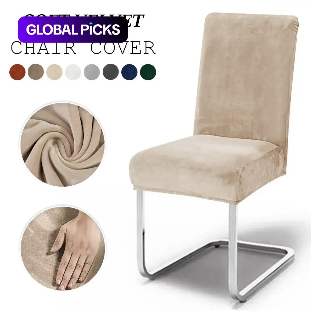 Ultra-Soft Velvet High-Elasticity Chair Covers, Universal Medium-Back Dustproof Knitted Slipcovers for Dining Chairs, Dining Chair Protectors, Restaurant and Hotel Banquet Seat Covers, Home Decor #GLOBAL PICKS