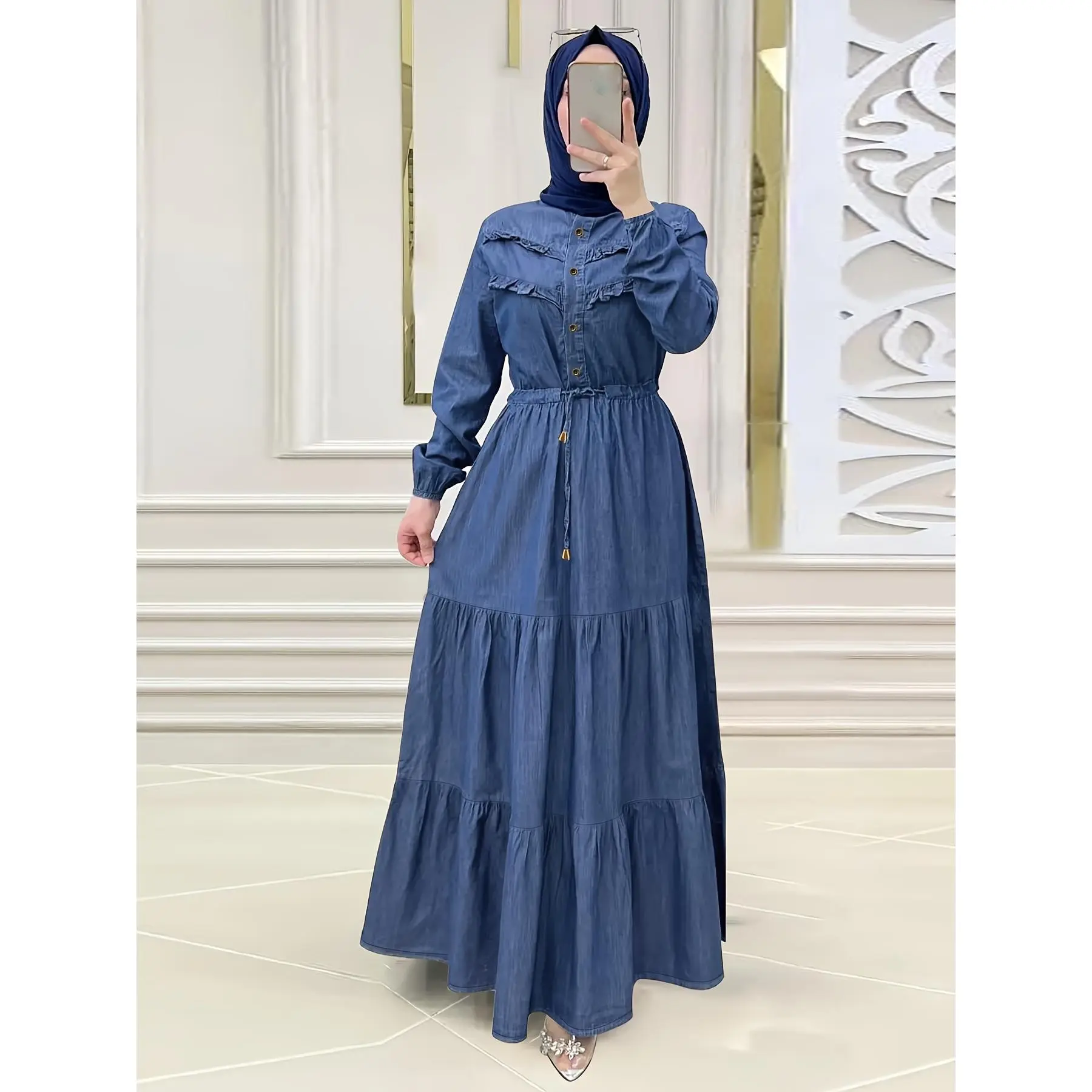 Ramadan Button Front Modest Dress, Elegant Long Sleeve Loose Maxi Dress,  Women's Clothing - TikTok Shop