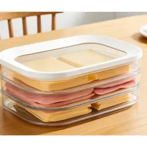 Layered stacking food preservation containers, refrigerator storage boxes, meat preservation containers, cooked food storage boxes, leak-proof stacking design, reusable in refrigerators and freezers, convenient and practical, Stackable Fridge Organizer