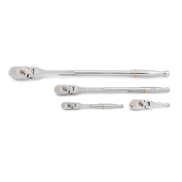 Gearwrench KD81230XP 120XP Compact Flex Ratchet Set - 4 Piece Set with Flexible Head, Double Stacked Design for Tight Spaces (Hand Tools for Wrench Tasks)