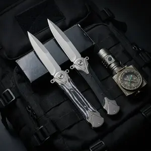 Premium Stainless Steel Folding Knife G10 Handle Cross Design Portable EDC Cutter Multifunctional Tool for Outdoor Camping Daily Use Holiday Gift