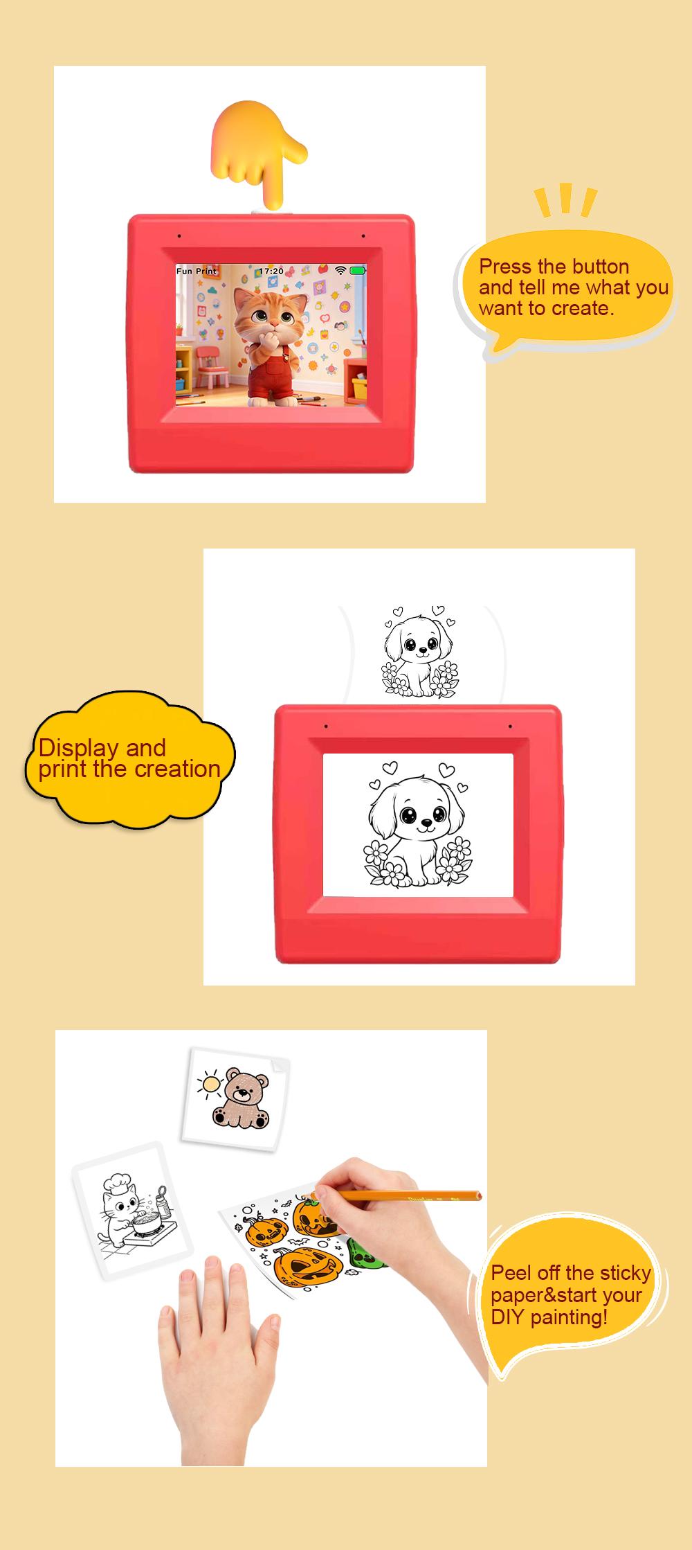 AI Voice Smart Sticker Machine - Portable Inkless Printer for Creative Minds | Transforming Voice to Art & Drawing Illustrations | Ultimate Tool for Sketching, Journaling & Imaginative Expression