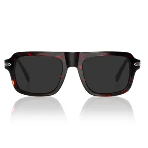 Gesruny Retro Men’s Acetate Sunglasses – Sculpted Rounded-Square Frame with Embedded Wire‑Core Detail, Polarized UV400 Clarity