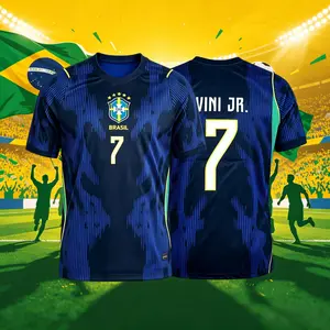 2026 Brazil National Away Blue Neymar Vini Raphinha Short Sleeve Soccer Jersey Fans Version