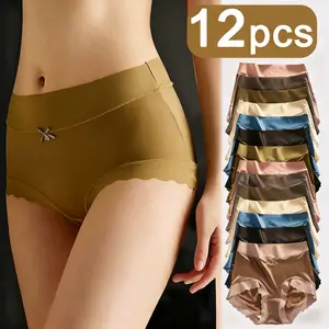 Women's 12-Piece Cotton Lace Bikini Panties - Low-Waist Sexy Style | Versatile, No Pinching & No Rolling | Ultra-Soft, Skin-Friendly, Breathable & Silky-Smooth | For Bridal & Daily Wear