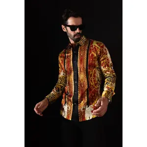 Barabas Men's Baroque Shirt Collection - Long-sleeve Floral & Geometric Pattern Cotton Shirt Classic Menswear Fabric