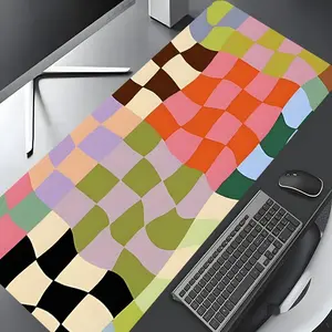 Colorful Abstract lattice Design Large Gaming Mouse Pad,Aesthetic Desktop Decoration Pad,Washable Rubber Pad Non-Slip Lock Edge Multi-Size Mouse Pad Suitable For Home Office,Good Gift for Family and Friends