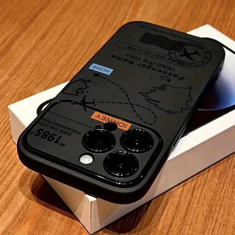 World map airplane route pattern phone case, suitable for iPhone 17/16/15/14/13/12/11/Pro/ProMax/Plus/XS/X/XSMAX/e series, birthday gift, holiday gift, couple phone case,back to school,back to school haul