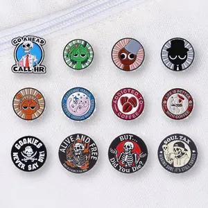 New round brooch -12PCS cartoon round badge pin, suitable for decoration on backpacks and clothing, exquisite decoration, gift, suitable for daily wear by men and women, perfect for giving gifts