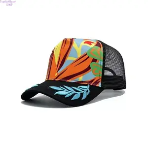 Rainbow Embroidered Baseball Hat, Casual Mesh Truck Driver Cap for Spring, Summer, and Autumn, Country-Style Duckbill Design, Adjustable Snapback, Lightweight Sunscreen Travel Accessory, All-Season Outdoor Hat, Trendy Trucker Style