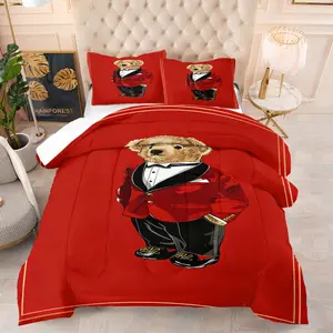 Teddy Bear Theme Comforter Set (Includes 1 Quilt And 1 Or 2 Pillowcases), Bedding, Suitable For Decorating Rooms And Bedrooms For Teenagers And Adults