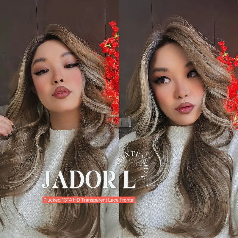 JBEXTENSION 24 Inches Highlight Curly Lace Front Wig.Pre Plucked 13*4 HD Transparent Lace Frontal Handmade Futura Fiber Swiss Lace Synthetic Fiber Pre-Cut Lace Wig JADOR L