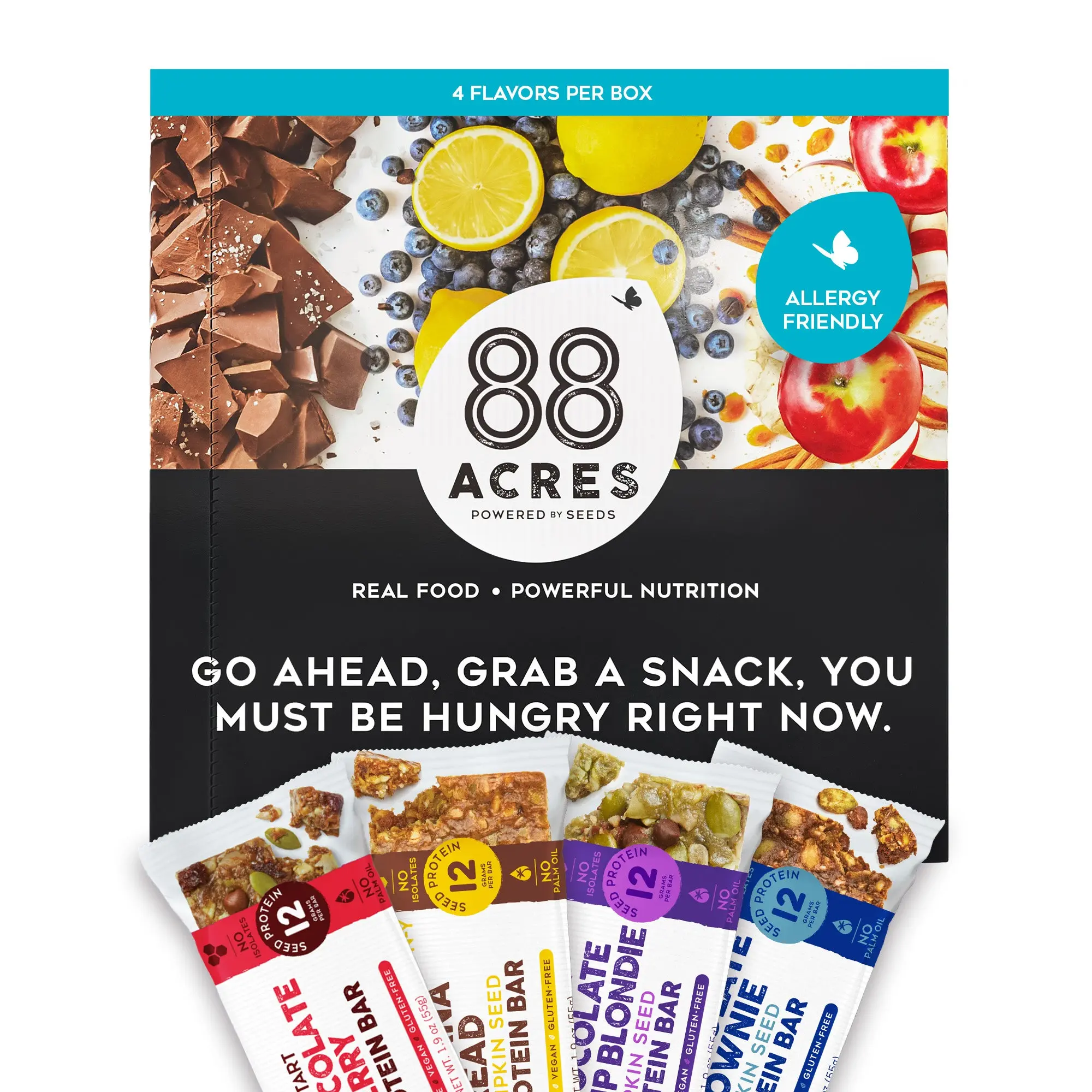 Protein Bar Sample Pack – 4 Soft-Baked Chewy Bars with 12g Plant Protein from Roasted Pumpkin Seeds, Includes Banana Bread, Chocolate Chip Blondie, Chocolate Cherry & Dark Chocolate Brownie, Allergen-Free and Gluten-Free Snack