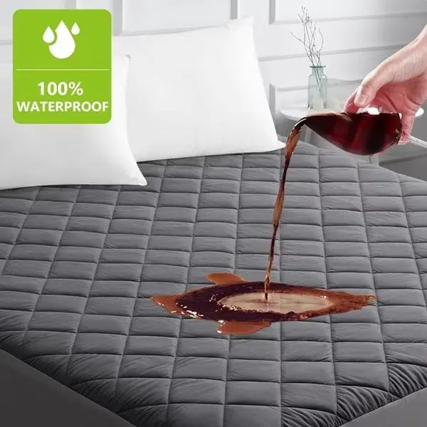 Quilted Fitted Mattress Pad Cover, 100% Waterproof Mattress Protector, Deep Pocket Fitted up to 8" - 21", Breathable & Noiseless