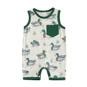 Summer Outfit Infant Baby Boy Sleeveless Tank Romper Onesie Jumpsuit Shorts Mallard Duck  Newborn Clothes