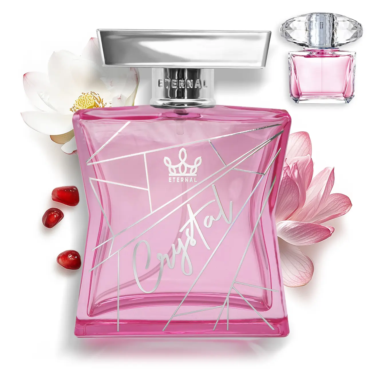 Eternal Crystal - Inspired by Bright Crystal - 3.4 oz (100ml) - Eau de Parfum - Long-lasting - Vegan - Clean Ingredients - Perfume Spray for Women - 2000 sprays per bottle Aromatic Citrusy Fragrance Floral Essence Fragrance