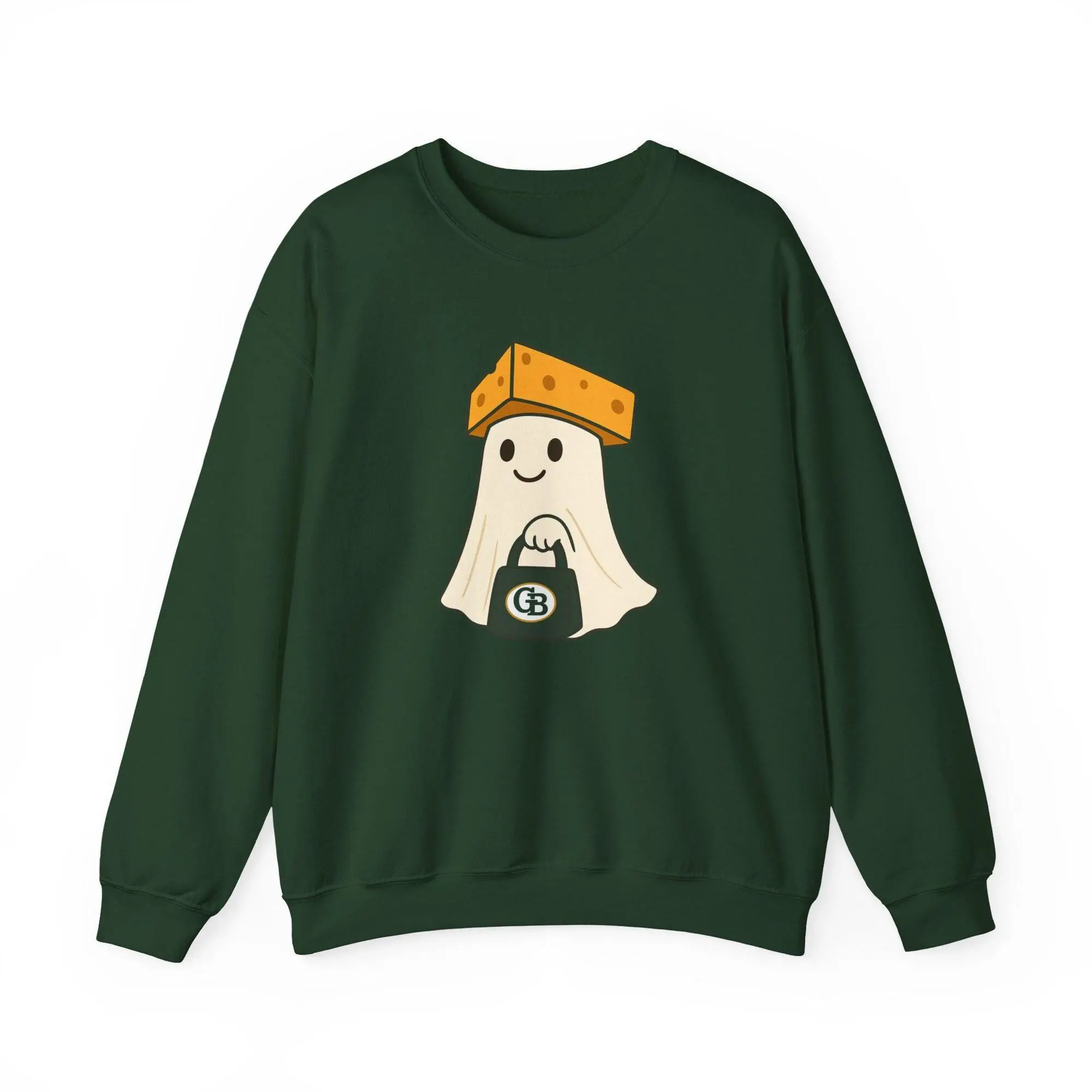 [Sale up to 30%]  Halloween Ghost Sweatshirt, Green Bay Football Sweatshirt, Packers Football Pullover, Retro Game Day T-Shirt, Oversized Unisex Outfit, Casual Sports Fan Apparel, Gift For Fans