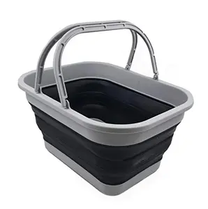 SAMMART 19L (5 Gallons) Collapsible Tub with Handle - Portable Outdoor Picnic Basket/Crater - Foldable Shopping Bag - Space Saving Storage Container