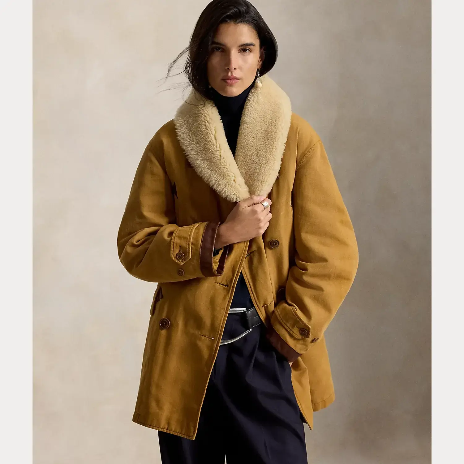 Polo Ralph Lauren - Shearling-Trim Canvas Ranch Coat