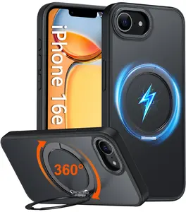 Dropproof & Dustproof Cellphone Cases,for iPhone 16e/14 Pro Max/iPhone13/14 Case Matte with Magnetic Rotatable Foldable Stand,[Military Dropproof] Translucent Phone Case Compatible with MagSafe [Glass Screen Protector]