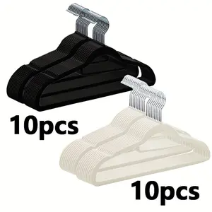 Thickened and durable flocked non-slip hangers, leave no marks or bulges when hanging clothes in the wardrobe, suitable for balcony drying, windproof and non-slip, universal for dormitory dressing rooms, space-saving and easy to store