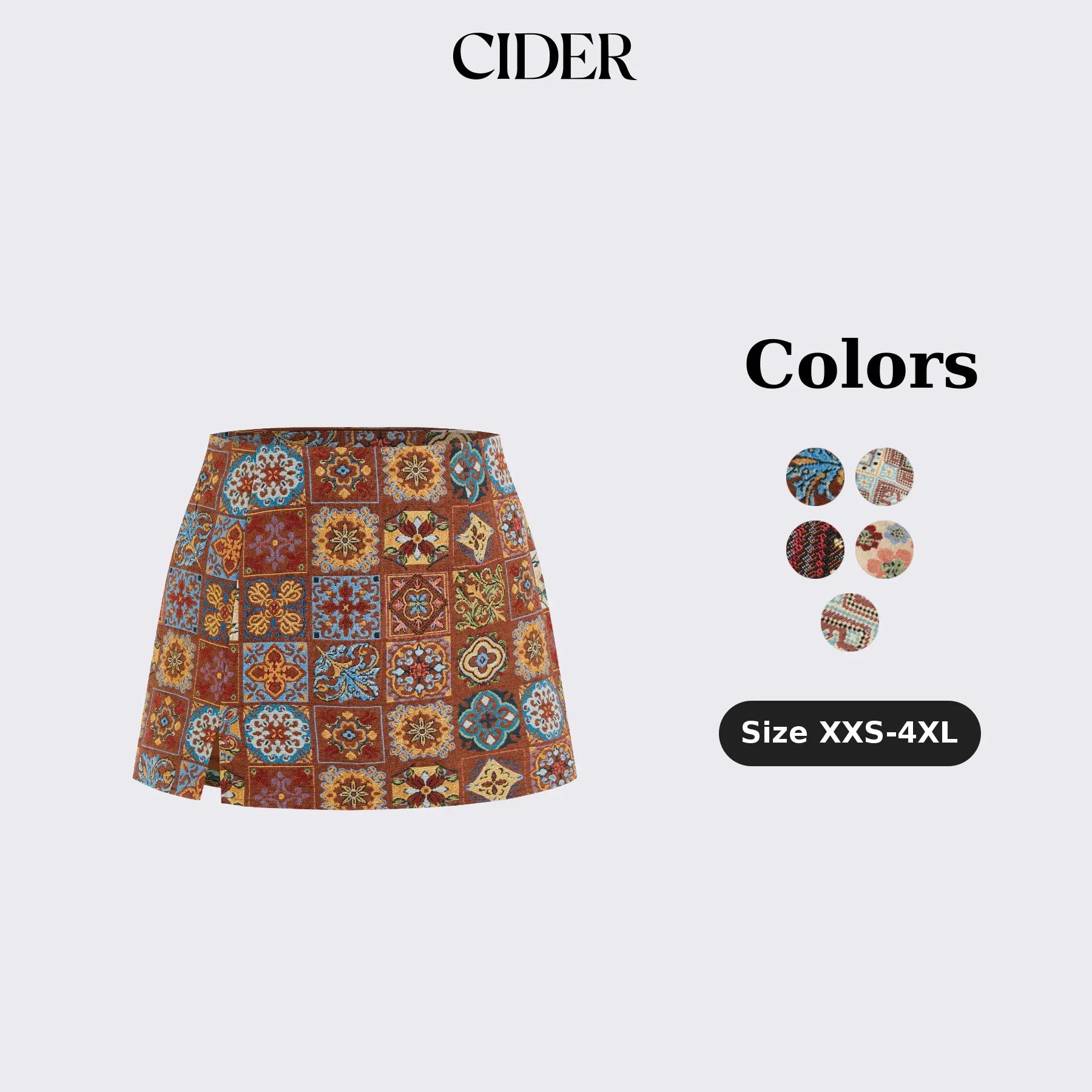 Cider Women's Jacquard Low-Rise Floral Split Mini Pantskirt