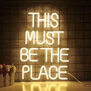 Must Be The Place Neon Sign, Led Neon Lights, USB Powered LED Glowing Wall Mounted Neon Light, Decoration Lamp for Home, Cafe, Bar, Game Room, Restaurant