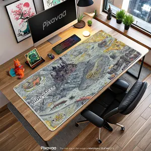 Castle Map Mouse Pad - Wizarding World Desk Mat with Quidditch Field, Magic School Decor, Potterhead Gift