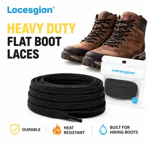 5/16" Heavy Duty Flat Boot Laces - Durable, Heat Resistant Footwear Shoelaces for Work, Outdoor Tough Jobs Replacement