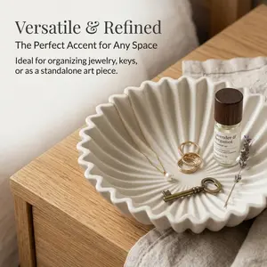 Ruffled Edge Ceramic Catchall Tray, Luxury Matte Decorative Dish, Elegant Jewelry Organizer & Artisan Home Accent