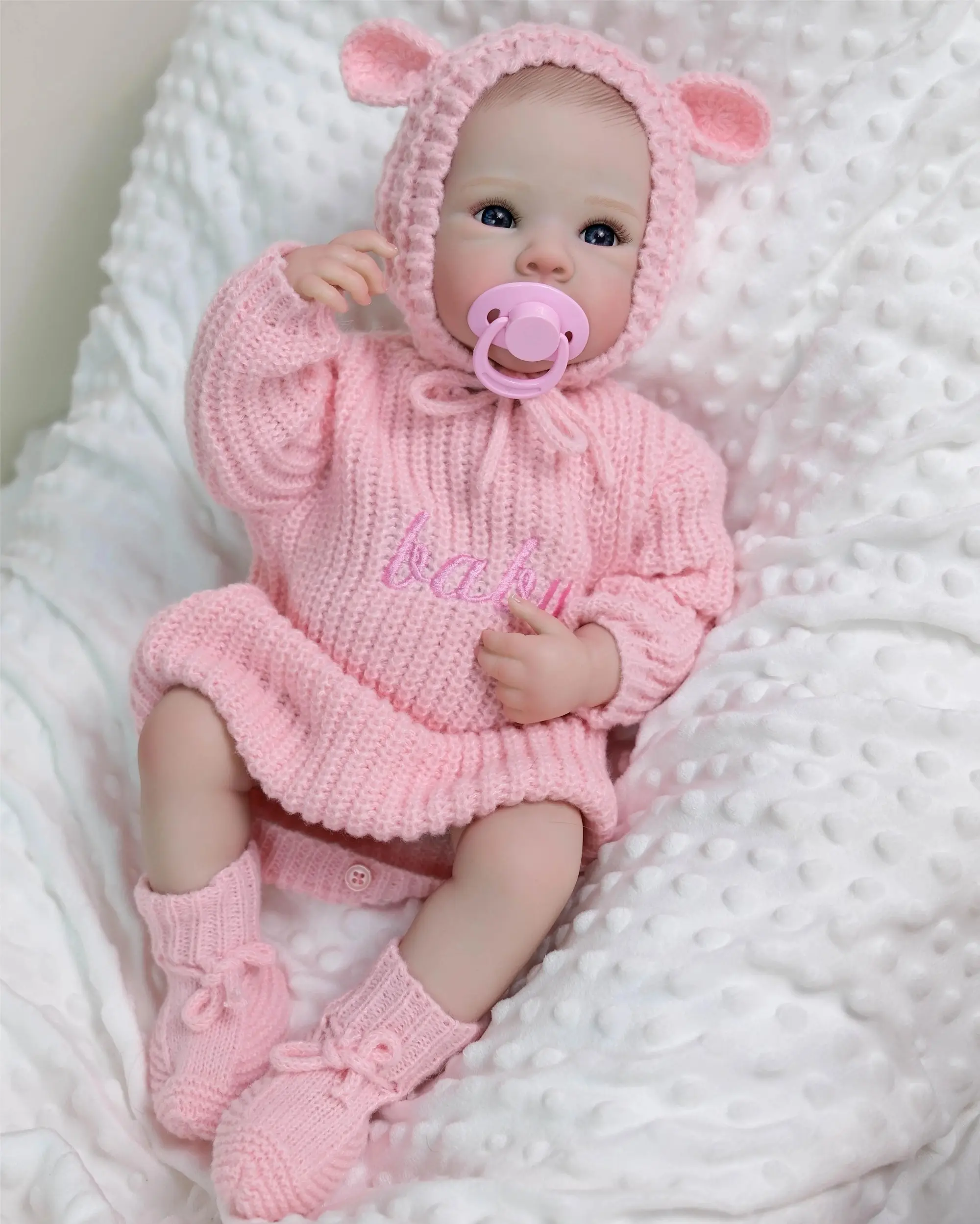 Real Look 19 Inch Reborn Baby Dolls Girl Full Body Vinyl Girl Realistic Baby Doll Painted Hair Lifelike Newborn Doll Toy Gift for Kids