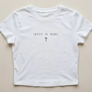 Jesus Is King Christian Baby Tee, Christian Merch Y2K, Jesus Shirt, Minimalist Christian Gift, Teen Christian Apparel, Minimalist Tee