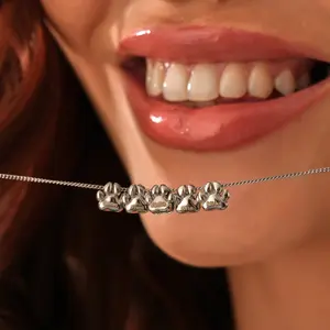 3D Bubble Dog Paw Print Adjustable Box Necklace Personalized Balloon Jewelry for Her Christmas Valentine's Day Gift for Her