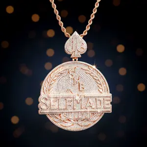 【A04】Hip-hop style men's "Self Made" Spade Pendant Necklace