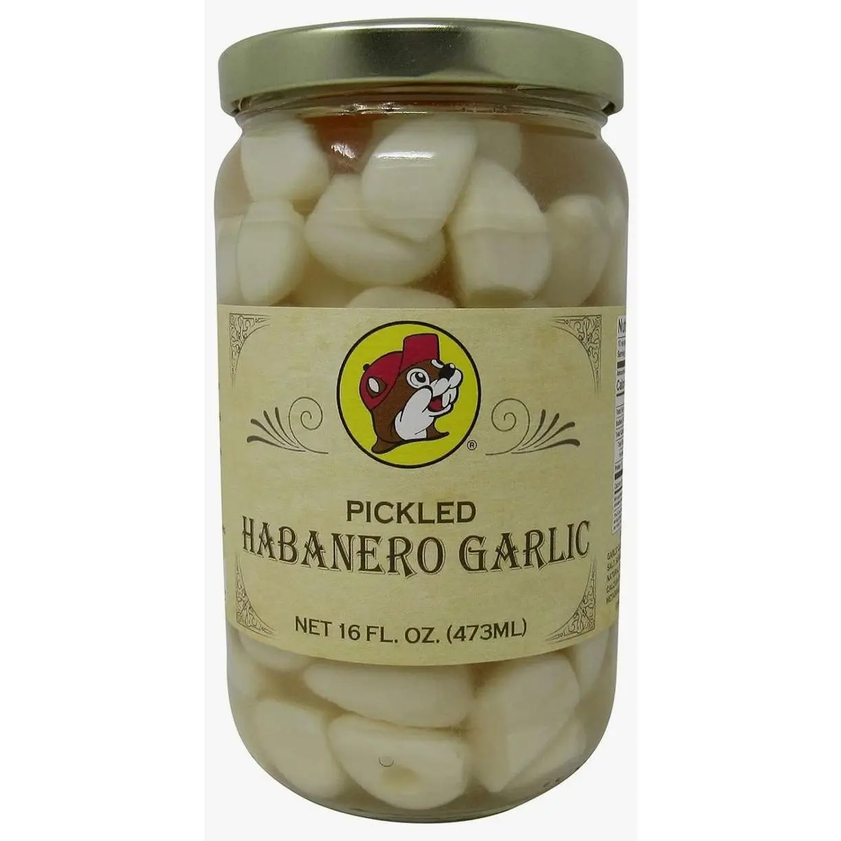 Buc-ee's Pickled Habanero Garlic in a Resealable Jar, Gluten Free, No High Fructose Corn Syrup, 16 Fl Ounces