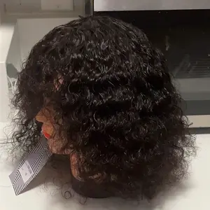 Curly Human Hair Wig, Natural Looking, Heat-Resistant Synthetic Alternative for Women's Daily Wear