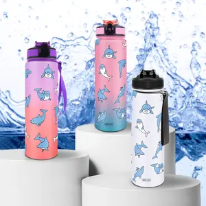 32 oz Dolphin Theme Motivational Water Bottle, BPA Free Leak Proof Design, Ideal for Sports, Fitness, Outdoor Adventures and Travel