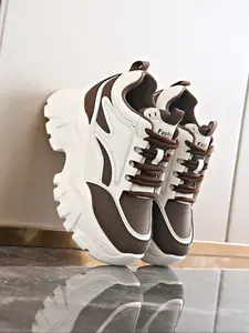 Women's Fashionable Plain Color Lace Up Sneakers, Casual Comfortable Sports Shoes for Daily Wear, Trendy All-match Sneakers for Women & Girls, Athletic Sneakers, Thick Sole Sneaker