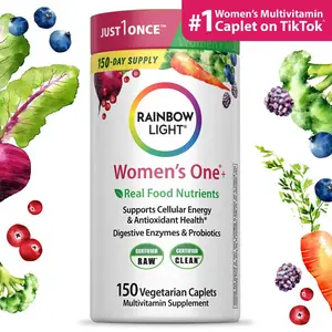 Rainbow Light Women's Multivitamin – With Ashwagandha, Lutein & Probiotics – Real Food Nutrients – 150 Vegetarian Caplets
