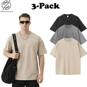Premium 3-Pack Oversize T-Shirt Bundle Vintage Distressed Heavyweight Cotton Oversized Tee Relaxed Fit Streetwear Fashion Urban Style Unisex Minimalist Basic Soft Breathable Fabric Comfortable All-Day Wear Casual Outfit Durable Essential Wardrobe