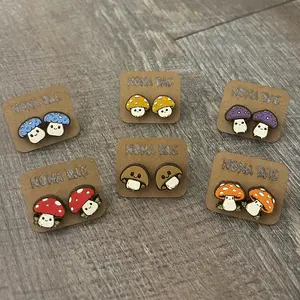 Fun Guy Fungi Wooden Earrings