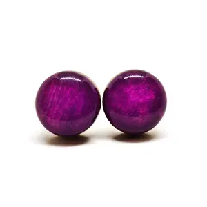 African Violet Purple 10 mm Stud Earrings by Candi Cove Designs, Post for Sensitive Ears