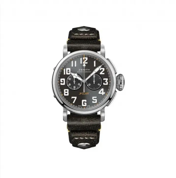 Zenith Pilot Collection Black Dial with Leather Strap, 45mm