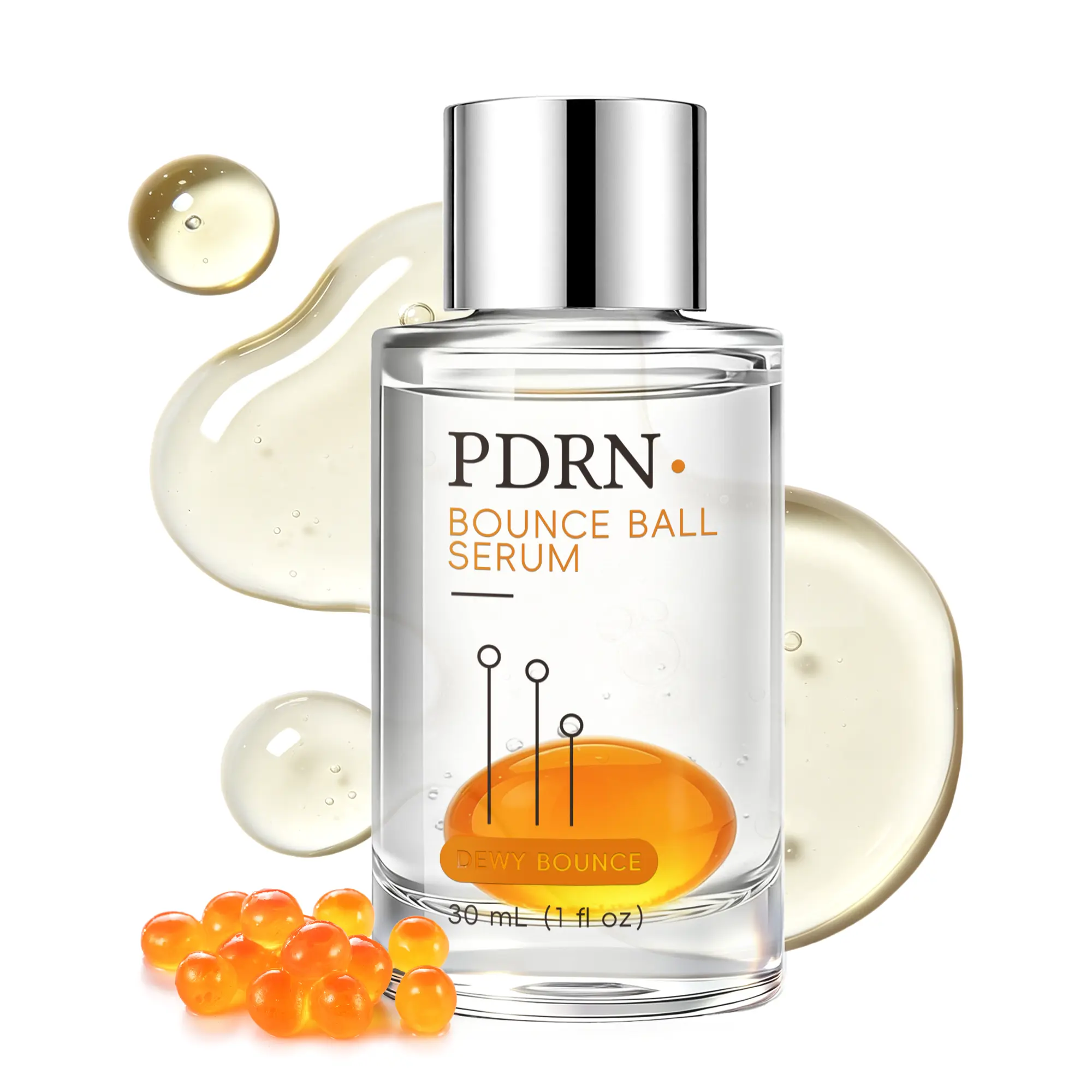 PDRN Bounce Ball Serum for Skin Repair & Glow Skin Booster, Salmon DNA with Squalane and Hyaluronic Acid, Rejuvenating for Mature Skin, Plumping Effect, Radiance, Firmness for Wrinkles, Fine Line & Pore Care, Korean Skincare, Lightweight