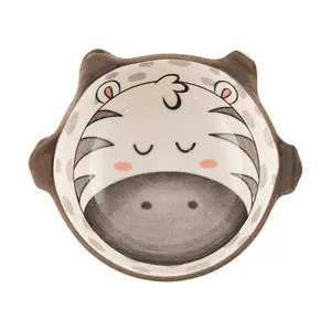Golden Lion Cartoon Ceramic Sauce Dish - Cute Zebra Design Small Bowl for Yogurt, Desserts, Kids Baby Food - 12.5x11x4cm, 150ml