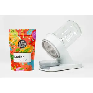 Starter Bundle: Organic Radish Sprouting Seeds (8oz) + Sprouter – Microgreens Grow Kit from The Sprouting Company