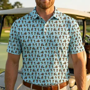 Bigfoot Golf Polo Shirt – Unique Funny Golfer Pattern Performance Polo for Men, Lightweight Breathable Golf Shirt