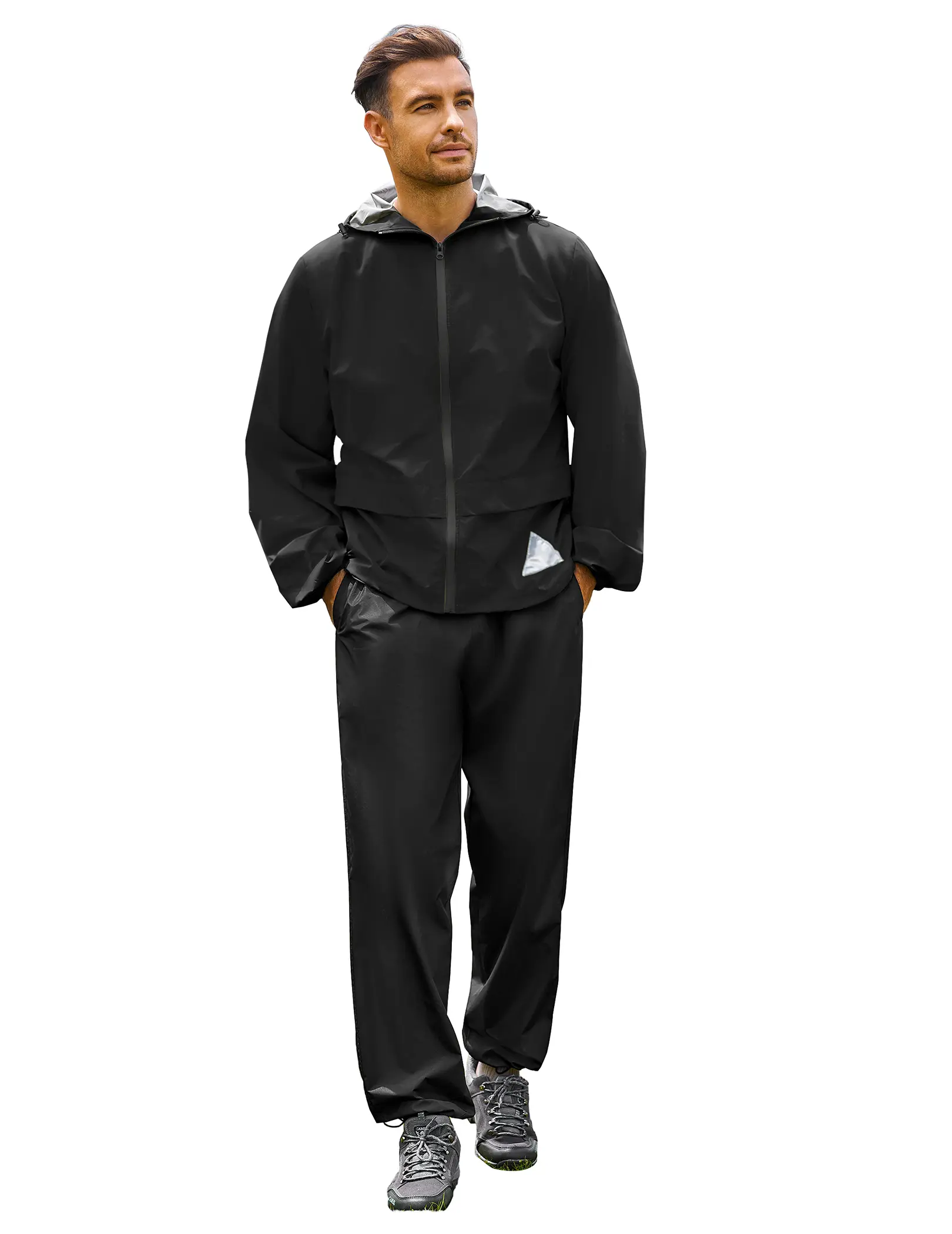 COOFANDY Men's Rain Suit 2 Pack Waterproof Breathable Rain Gear Lightweight Rain Jacket Pants Rainwear Suit